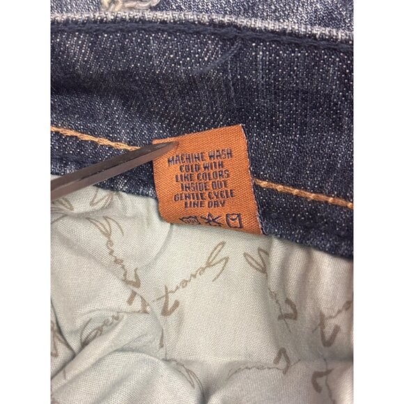 Seven7 Womens Bootcut Jeans Size 25 Distressed Denim with Rhinestone Pocket Acce - Picture 7 of 9